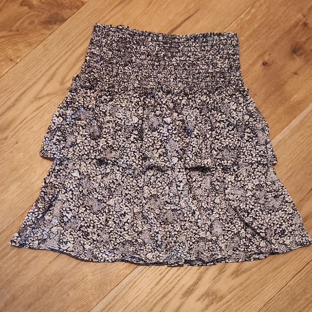 Anthropologie  Floral Smocked Mini Skirt